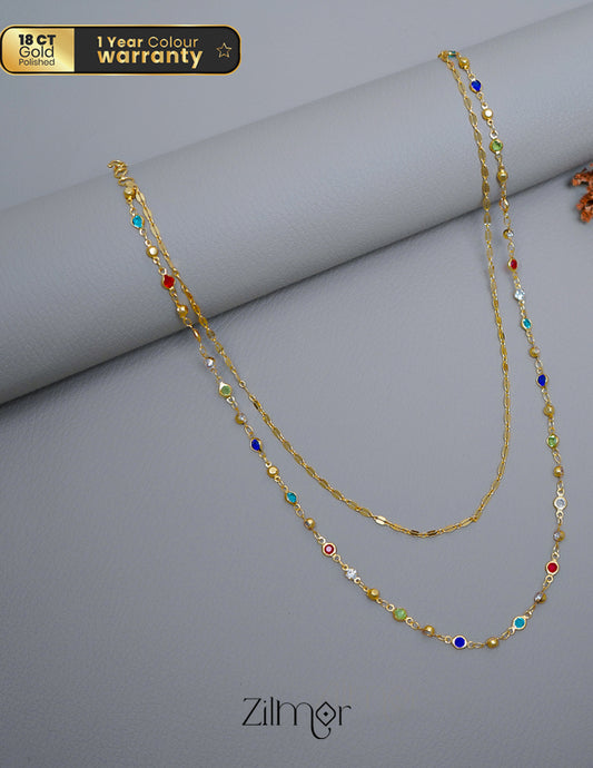 KT1011544 - Gold Tone Semi Precious stone Layered Necklace 2-Zilmor