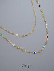 KT1011544 - Gold Tone Semi Precious stone Layered Necklace 4-Zilmor