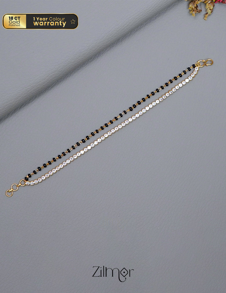 KT1011559 - Gold Toned AD Stone with Mangalsutra Bracelet