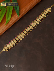 KY1011322 - Gold Plated Lakshmi coin with Palakka Bridal Choker Necklace 1-Zilmor