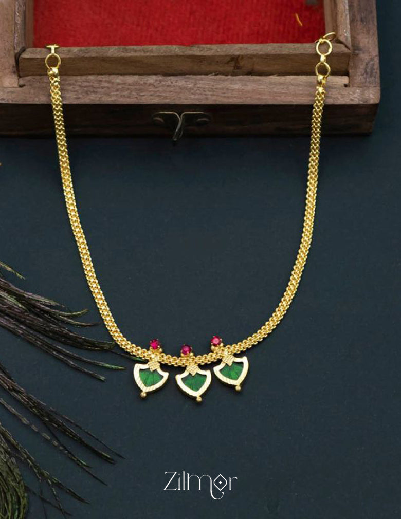 KY101151 - Simple Three Petals Palakka Necklace 7-Zilmor