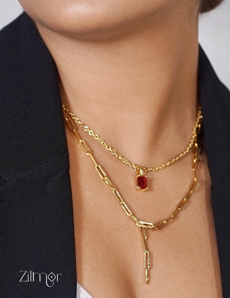 KY101479 - Anti Tarnish Paper Clip Necklace 5-Zilmor