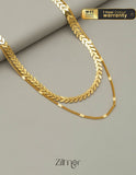 KY101480 Anti Tarnish Leaf design Layered Chain Necklace 1-Zilmor
