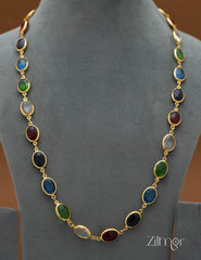 KY101482 - Multi Color Semi Precious Stone Long Necklace 3-Zilmor