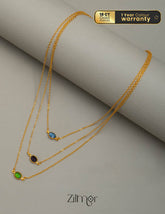KY101707 - Simple Triple layer AD Stone Necklace 1-Zilmor