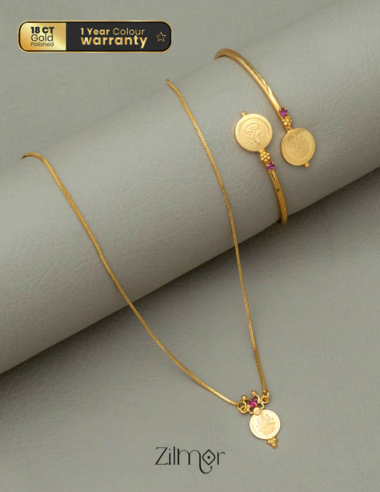 KY101739 - Gold Plated Kaashu Necklace Bangle Set 1-Zilmor