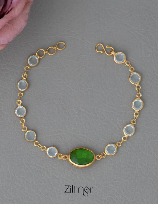 KY101906 - Gold Toned Glossy Stone Bracelet 2-Zilmor
