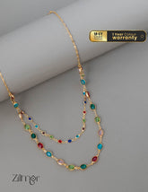 KY101994 - Simple AD Stone Double layer Necklace 1-Zilmor