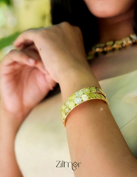 Kaashu Lakshmi Gold Plated Sized Bangle (Pair) 2-Zilmor