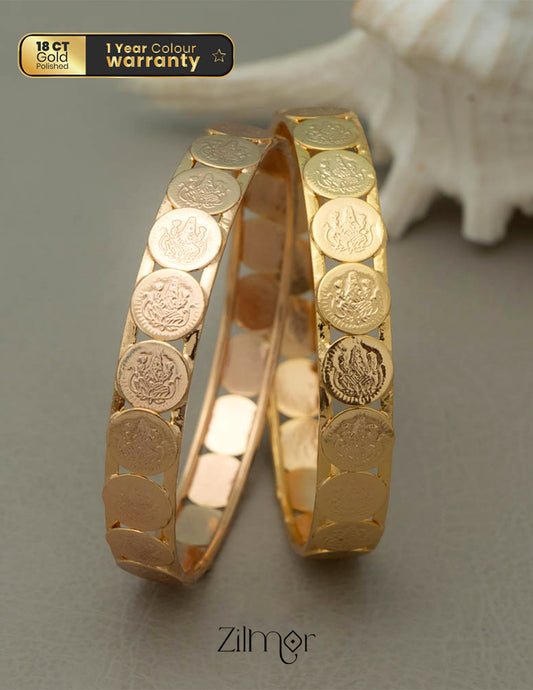 Kaashu Lakshmi Gold Plated Sized Bangle (Pair) 1-Zilmor
