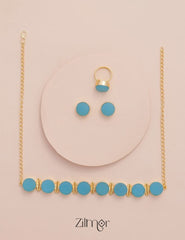 Liba - Multi Colour Natural Stone Necklace Earrings Set (color option) 4-Zilmor