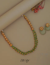 NV1011383 - Triple Layer Green Color Necklace Earrings Set 2-Zilmor