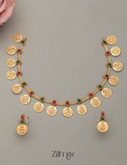 NV101234 - Antique Necklace Lakshmi Coin with Earring Set(color option) 4-Zilmor