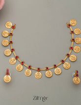 NV101234 - Antique Necklace Lakshmi Coin with Earring Set(color option) 5-Zilmor