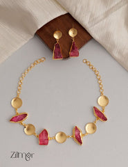 Natural Stone Necklace Earrings Set (color option) - KE100599 2-Zilmor