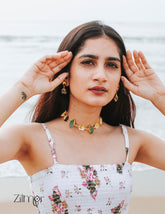 Natural Stone Necklace Earrings Set (color option) - KE100599 1-Zilmor