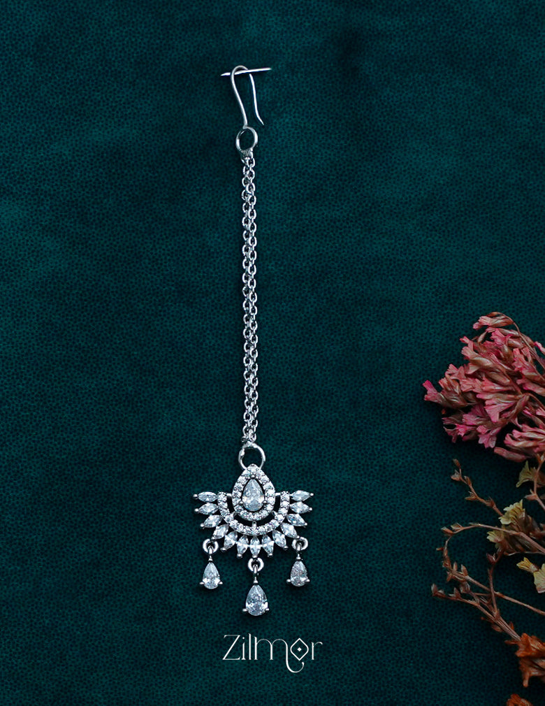 OT1011207 - AD Stone Bridal Maang Tikka (color option) 1-Zilmor