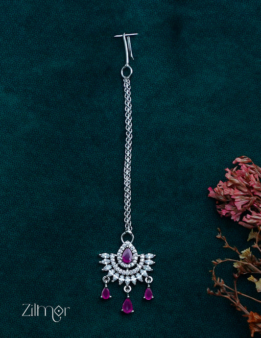 OT1011207 - AD Stone Bridal Maang Tikka (color option) 2-Zilmor