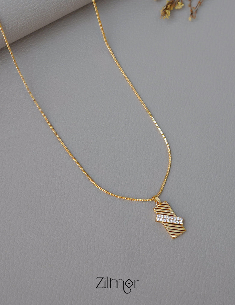 PE1011599- Gold Tone AD Stone Simple Necklace 2-Zilmor