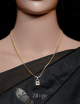 PE1011600- Gold Tone AD Stone Simple Necklace 3-Zilmor