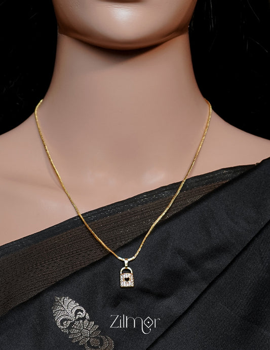 PE1011600- Gold Tone AD Stone Simple Necklace 3-Zilmor