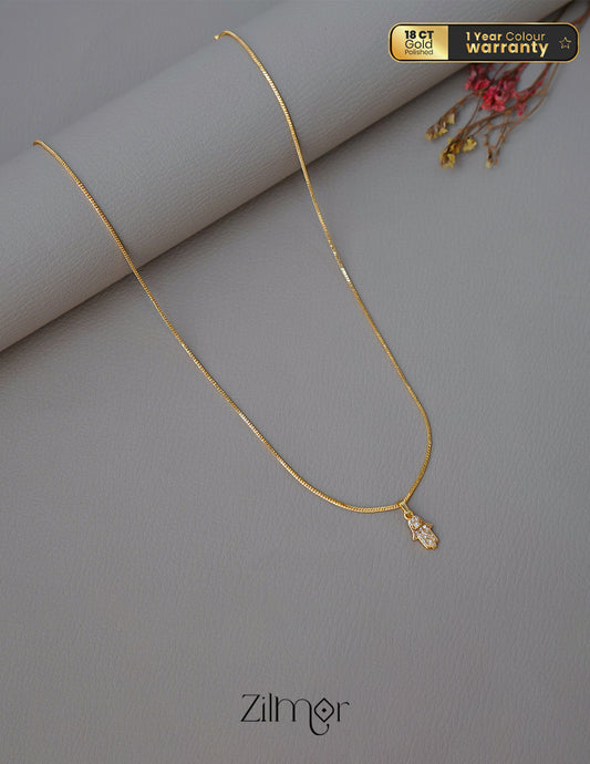 PE1011603 - Gold Tone AD Stone Simple Necklace 1-Zilmor