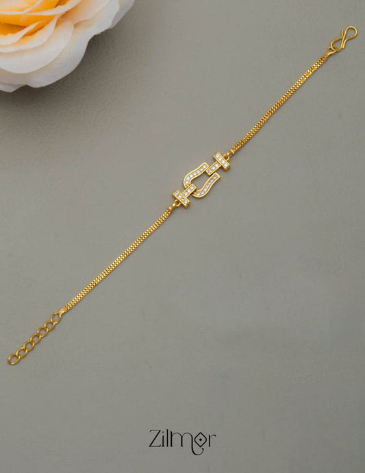 PE101616 - Gold Toned AD Stone Bracelet 1-Zilmor