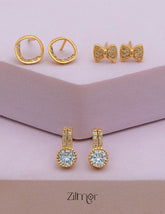 PE101847 - Gold tone AD Stone Combo stud Earrings 1-Zilmor