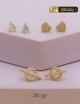 PE101849 - Gold tone AD Stone Combo stud Earrings 1-Zilmor