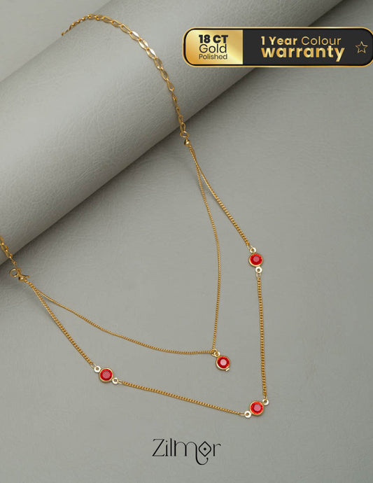 PE101860 Red Ruby double layer Necklace 1-Zilmor