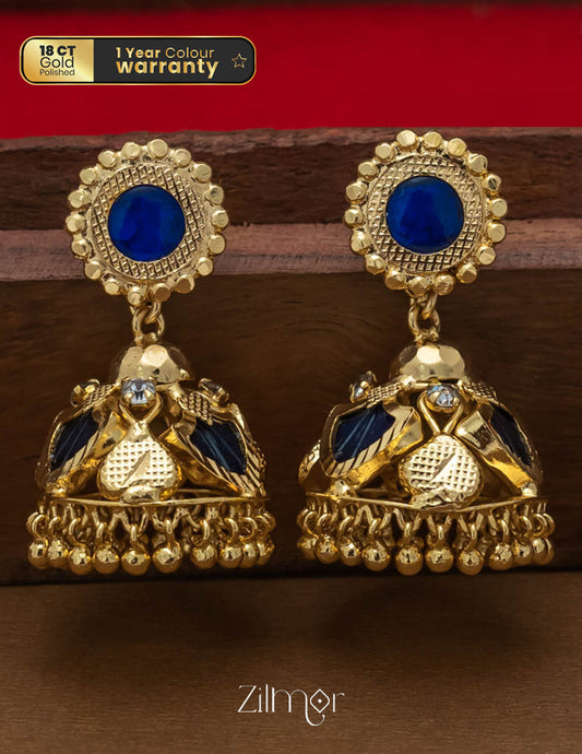 PP100955 - Gold tone Palakka Jumkha Earrings 1-Zilmor