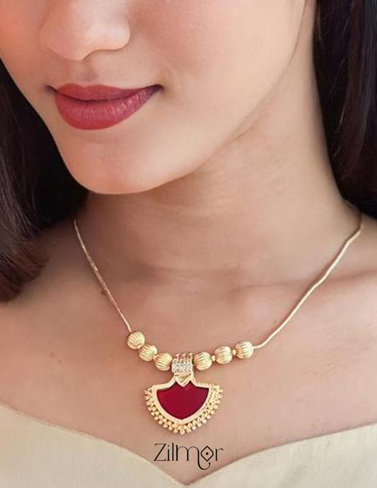 PP101032 - Gold plated Palakka kerala style Necklace 3-Zilmor