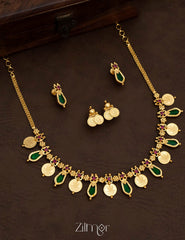PP101638 - Gold tone Lakshmi coin & Nagapadam Necklace with Earrings set 3-Zilmor
