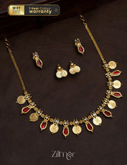 PP101638 - Gold tone Lakshmi coin & Nagapadam Necklace with Earrings set 1-Zilmor