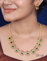 Palakka Short Haram Necklace with Earrings 2-Zilmor