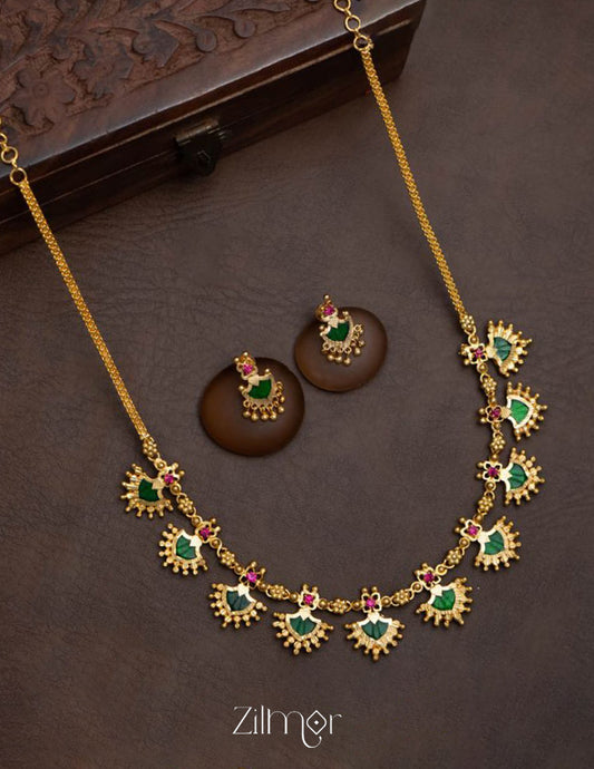Palakka Short Haram Necklace with Earrings 1-Zilmor