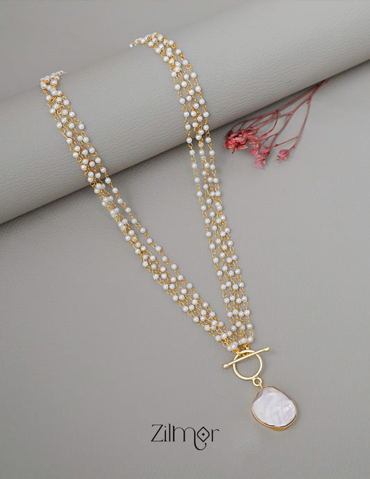 Pearl Layer Long Necklace - AS100428 1-Zilmor