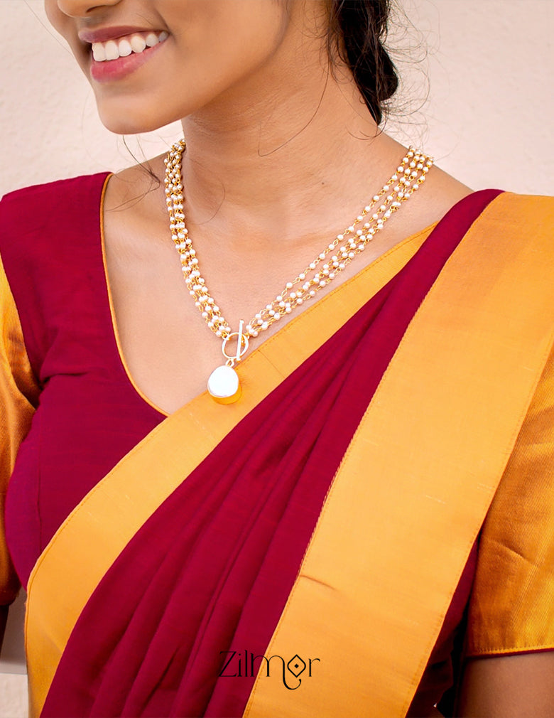 Pearl Layer Long Necklace - AS100428 3-Zilmor