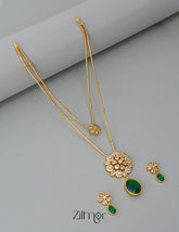 SN1011361 - Premium Antique AD Stone Layer Necklace with Earrings 4-Zilmor