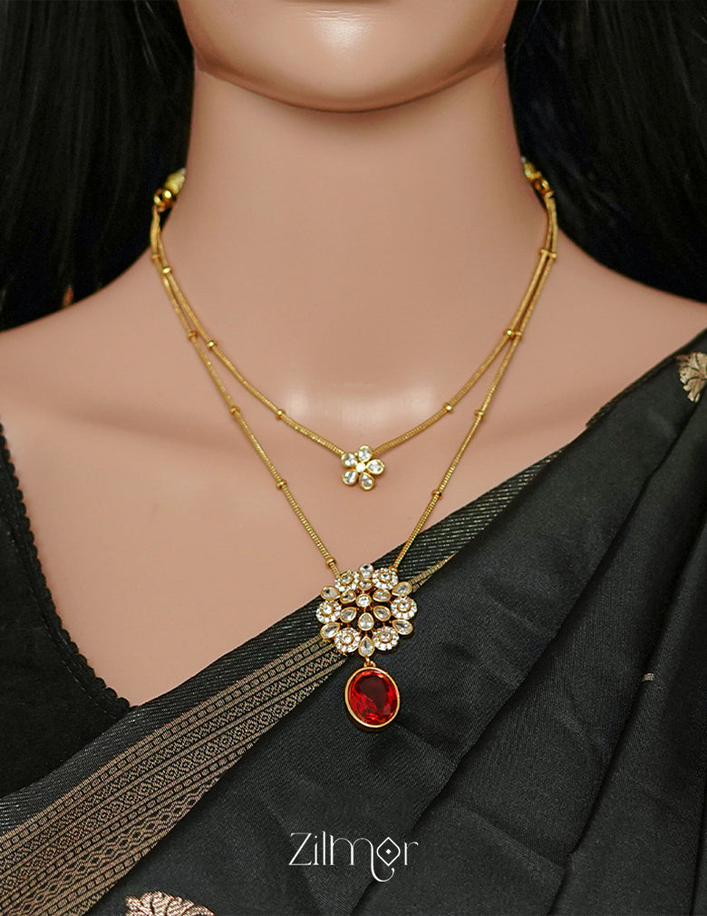 SN1011361 - Premium Antique AD Stone Layer Necklace with Earrings 8-Zilmor