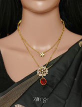 SN1011361 - Premium Antique AD Stone Layer Necklace with Earrings 8-Zilmor