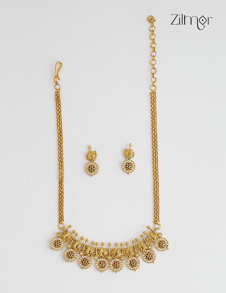 Antique AD Stone Necklace Earrings Set - SN1012374