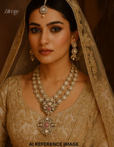 KH100971 - Polki Kundan Ad Stone Pendant Necklace Earrings Jewellery Set 3-Zilmor