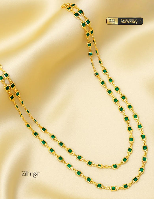 KT1011678 - Semi Precious Stone double layer Long Necklace (color option) 1-Zilmor