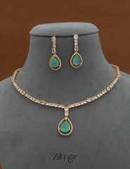 SG101826 - Gold Tone AD Stone Necklace Earrings Set 2-Zilmor