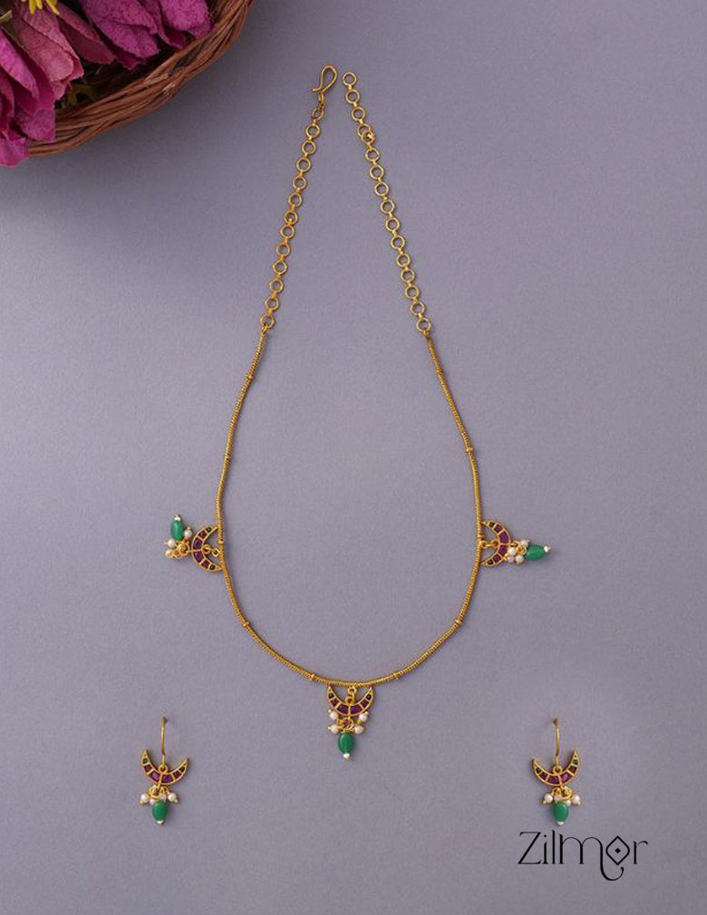 SN101042 - Half Moon chain Necklace 3-Zilmor