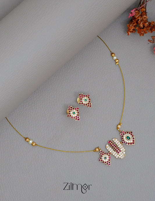 SN1011231- Perumal pendant with Invisible Necklace Earrings Set 1-Zilmor