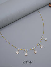 SN1011423- AD Stone with Pearl Pendant Hanging Invisible Necklace 1-Zilmor