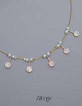 SN1011423- AD Stone with Pearl Pendant Hanging Invisible Necklace 3-Zilmor