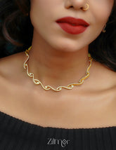 SN1011453 - AD Stone Choker Necklace Earrings Set 1-Zilmor